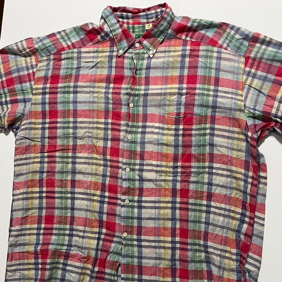 Johnny Cotton Shirt Vintage Made in USA Long Sleeve Button Plaid Men's size XL - Picture 1 of 7